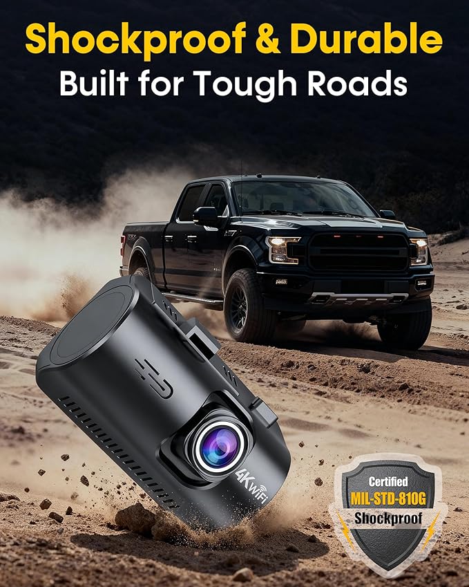 Front and Rear Dash Cam for Truck: 4K+1080P Dual Dash Camera for Pickup Ford F150 F250 Ram 1500-5G WiFi Quick Video Access 15