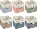 Geiserailie 6 Pcs 11 x 11 Inch Cube Storage Bins Fabric Storage Organizer Bins Foldable Cube Baskets with Sturdy Carry Handle