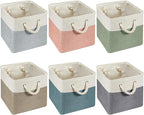 Geiserailie 6 Pcs 11 x 11 Inch Cube Storage Bins Fabric Storage Organizer Bins Foldable Cube Baskets with Sturdy Carry Handle