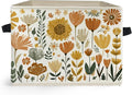 Boho Floral Storage Box Bins, Cottagecore Country Wildflower Botanical Collapsible Storage Basket Organizer for Bedroom Laund