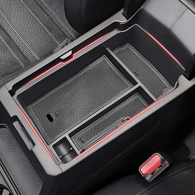 Autorder Center Console Organizer for 2023 2024 2025 2026 Honda CRV Accessories Center Console Storage Box Secondary Insert Tray Black & Red Non-Slip Silicone Mats