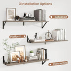 Axeman 32 Inch Floating Shelves | 8 Inch Deep Grey Wood Wall Shelves Set of 2 | 31.5" W x 8" D Rustic Grey Shelves for Bathro