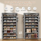 LANTEFUL Shoe Rack with Covers 10 Tier Tall Shoe Rack Organizer Large Capacity Shoe Shelf Storage 40 Pairs Space Saving Free 