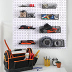 Hicarer 8 Pack Pegboard Baskets and Peg Board Racks Set, Pegboard Hooks, Square Style Wire Shelf Baskets, for Organize Tools,