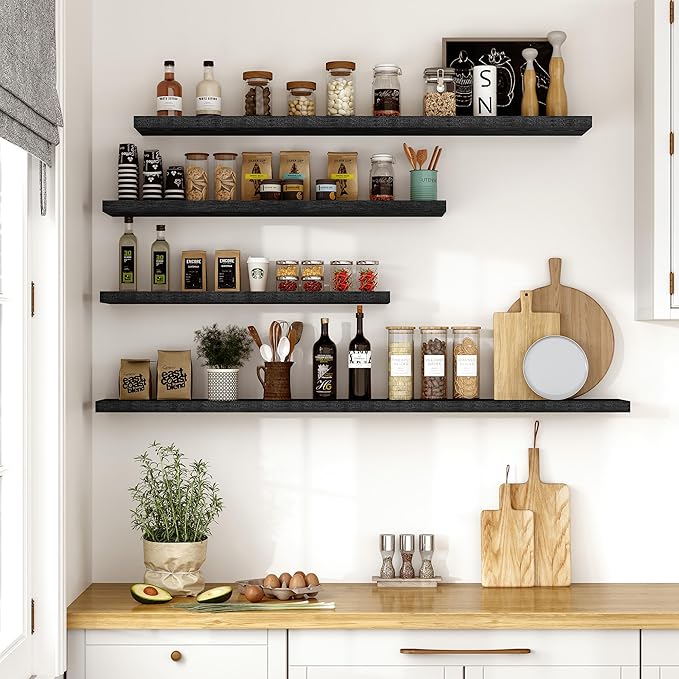 Vivelove 55 Inches Floating Shelves Wall Mounted, 10" Deep Wall Shelves for Bedroom, Bathroom, Living Room, Kitchen, Office, 