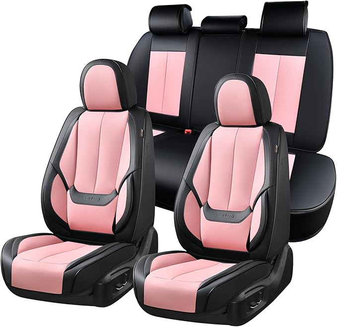 Coverado Car Seat Covers Full Set, Seat Covers for Cars, Black Car Seat Covers Front Seats and Back Car Seat Protector Waterp