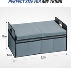 Simple Deluxe Car Trunk Organizer with Lid, Collapsible 2 Compartment 50L Automotive Storage Box with 5 Pocket, 600D