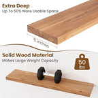 Floating Shelves for Wall Decor, 8" Deep Rustic Solid Elm Wood Floating Shelves Wall Mounted, Wall Shelves with Invisible Bra