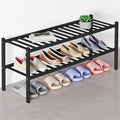 Smiry Bamboo Shoe Rack for Closet, 2 Tier Long Wooden Stackable Shoe Organizer, Free Standing Shoes Storage Shelf for Entrywa