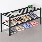 Smiry Bamboo Shoe Rack for Closet, 2 Tier Long Wooden Stackable Shoe Organizer, Free Standing Shoes Storage Shelf for Entrywa