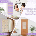 Dynoro Double-Sided Hanging Jewelry Organizer, Lavender Storage Roll for Earrings, Necklaces, Rings, 48 Pockets 21 Hooks, Dur