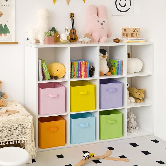GRANNY SAYS 11x11 storage cubes for shelves, Rainbow-colored Storage Boxes for Cube Storage, 11-inch Cube Storage Bins for Or