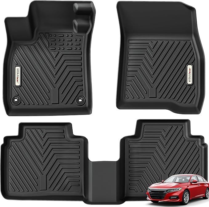 YITAMOTOR Floor Mats Compatible with Honda Accord 2023 2024 2025 2026 (Gasoline & Hybrid), All-Weather Custom Fit Car TPE Floor Mats & Cargo Trunk Liners Accessories, 1st & 2nd Row, Black