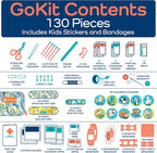 KeepGoing Travel First Aid Kit for Kids – 130 Pc. for Car, Home, Purse, Diaper Bag & Backpack with Latex-Free Bandages - Mini