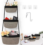 Hanging Storage Baskets, Over the Door Basket, Cotton Wall Baskets Storage, Hanging Door Basket with 4 Hooks
