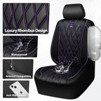 CAR PASS Piping Luxury Faux Leather Two Front Car Seat Covers, Waterproof Anti Slip Premium Automotive Seat Covers,Universal 