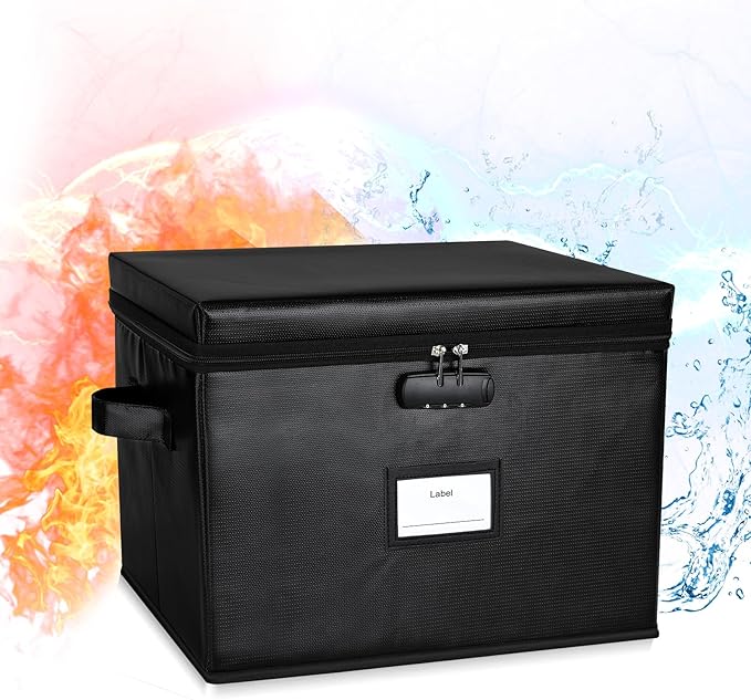 File Box Fireproof Document Box with Lock, Document Safe File Storage Organizer Boxes for Next of Kin Estate Planing Organize