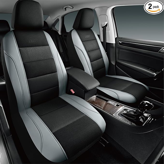 Skechers Men’s Air-Cooled Seat Covers, Memory Foam Car Seat Covers Front Seats, Airbag Compatible,Universal Fit for Most Cars