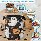 Halloween Ghost Pumpkin Laundry Basket Collapsible Laundry Hamper Clothes Toy Storage Bin for Bathroom Bedroom Room Decor 16"