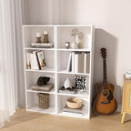 Wooden 4 Cube Storage Organizer, 4 Tier Tall Modern Bookshelf Freestanding Storage Display Organizer, Versatile Cubes Shelf a