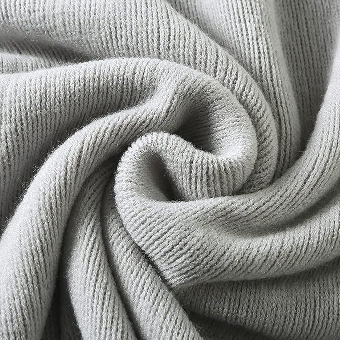 Homiest Decorative Knitted Throw Blanket with Fringe - Lightweight Acrylic Knit Blanket Soft & Cozy Tassel Blanket for Couch 