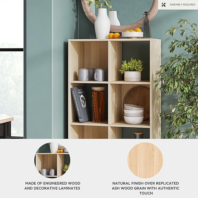 Signature Design by Ashley Piperton Contemporary 4-Tier Floor Standing 8 Cube Organizer, Wood, Works with 10.5" W x 10.5" D x