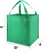 NERUB Set of 10 Reusable Grocery Bags Heavy Duty Shopping Bags Large Grocery Totes with Reinforced Bottom Super Sturdy Handles, Green