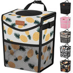 Car Trash Can with Lid, Cute Leakproof Car Trash Garbage Bag Hanging Vehicle Trash Bin Small Portable Automotive Garbage Cans Organizer for Back/Front Seat/Console(2.8 gal,Pineapple Print