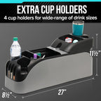 Center Console for Minivans, SUVs, Middle Van Console, Extra Cup Holders, Large Storage, Made in USA (Gray)