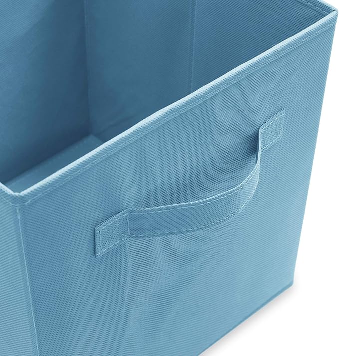 Casafield Set of 6 Collapsible Fabric Cube Storage Bins, Baby Blue - 11" Foldable Cloth Baskets for Shelves, Cubby Organizers
