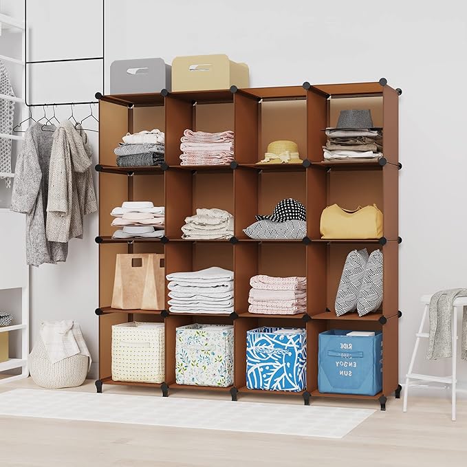 HOMIDEC Cube Storage Organizer 16-Cube Storage Shelf, Closet Organizer for Garment Racks, Closet Organizers and Storage with 