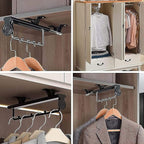Adjustable Pull Out Clothes Rail, Extendable Closet Rod Organizer, Space-Saving Wardrobe Rack for Efficient Clothing Storage 