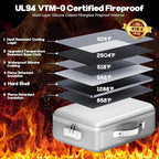 Fireproof Document Box, Hard Case Highly Flame-Resistant Fire Proof Waterproof File Organizer with Lock, Portable Fire Safe f
