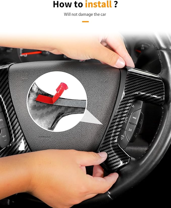Hoolcar Steering Wheel Cover Trim Compatible with Chevrolet Silverado Tahoe Suburban Avalanche Sierra Yukon 2007-2013 Interior Accessories Steering Wheel Trim, Carbon Fiber