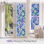 Coavas Static Cling Privacy Window Film, 96% UV & Heat Blocking, Stained Glass Window Film Floral Design, Non-Adhesive, for Bathroom, Front Door, Shower Enclosure‌ (Vinyl, 23.6" X 118.1 ")