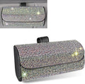 WZP Bling Sunglasses Holder for Car Sun Visor, Rhinestone Leather Eyeglasses Car Visor Clip Storage Glasses Organizer Case, Universal Vehicle Glasses Protective Storage Box for SUV Sedan Van (AB)