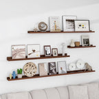 Picture Ledge Wall Shelves 24 inch Width Set of 2, Solid Pine Wood Rustic Floating Ledge Shelves for Wall for Kids' Room Bedr