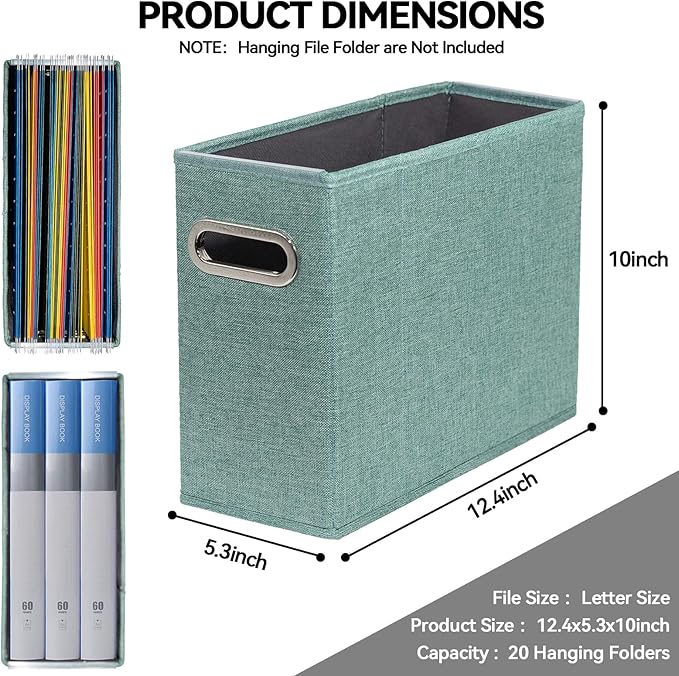 4 Packs Letter Size File Organizer, File Folders Organizer, Fabric Storage Box, Collapsible Paper Organizer with Metal Handle