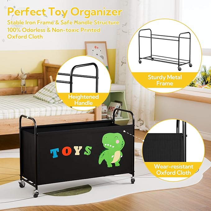 GRANNY SAYS Toy Box for Boys Girls, Large Toy Chest Storage with Wheels, Metal Kids Toy Storage Organizer for Stuffed Animals