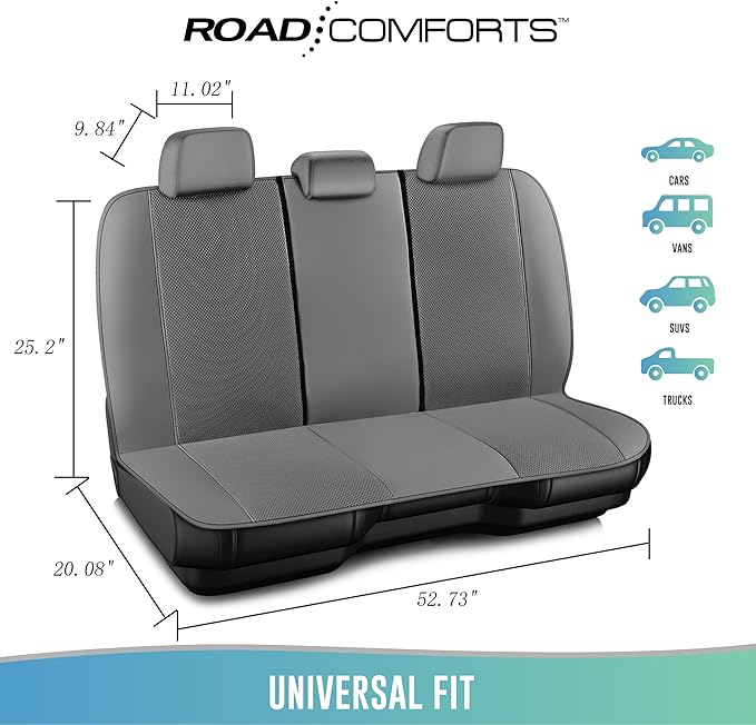Road Comforts Full Set Leather Mesh Car Seat Cover - Front and Rear, Breathable & Stylish, Airbag Compatible, Universal Fit f