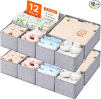 Lifewit Nursery Drawer Organizer for Clothes 12 Pack, Certified Child-safe Dresser Drawer Divider Storage Bins, Foldable Clot