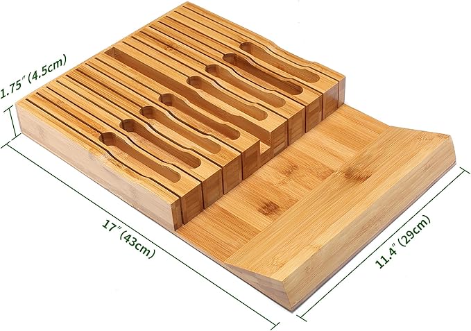 VaeFae Adjustable Bamboo Drawer Dividers and Knife Drawer Organizer Insert Bundle