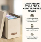 Bigso John File Box - File Storage Box and File Organizer for Important Paperwork - Durable Hanging File Box with Lid and Lea