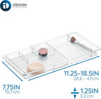 iDesign Expandable Vanity Drawer Organizer, The Clarity Collection – 11.25” to 18.5”, Clear (Pack of 6)