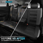 CAR PASS Memory Foam Back Car Seat Covers,Thick 3D Foam Mesh Bench Seat Covers Leather Metallic, Air Cool Rear Seat Cover Bla