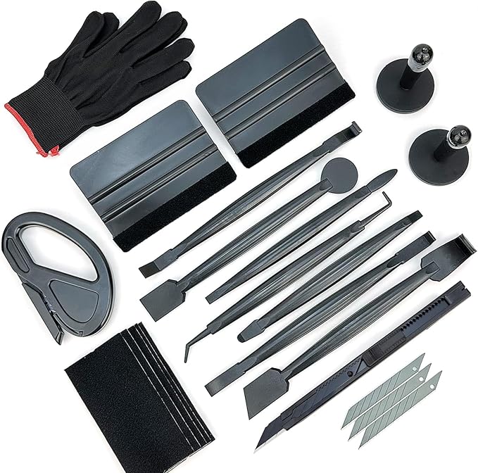 CARTINTS Car Install Tools for Vinyl Wrap, Vehicle Tinting Window Film Application Kit Includes Vinyl Wrap Magnets, 7 in1 Mini Squeegee, Felt Squeegee, Razor Blade Wrapping Cutter, 9mm Film Knife