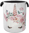 Cute Unicorn Laundry Basket Collapsible Laundry Hamper Clothes Toy Storage Bin for Bathroom Bedroom Room Decor 16" X 20.8"