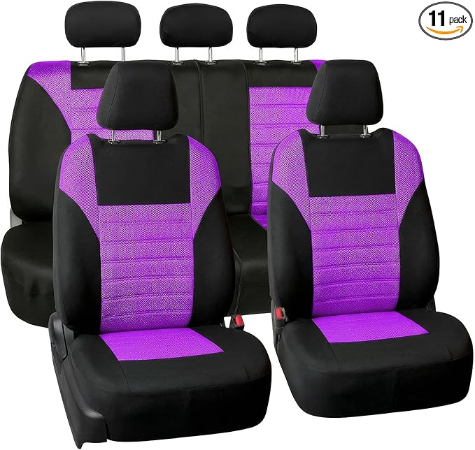 FH Group Automotive Car Seat Covers Full Set Premium 3D Air Mesh Front Seat Covers, Airbag Compatible & Split Bench Cover Uni