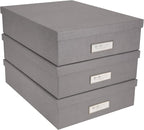 Bigso Oskar Fiberboard Label Frame Document Letter Box - File Organizer Box for Important Paperwork - Document Storage with a