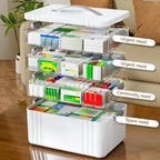 ARSTPEOE 4-Tier Medicine Organizer - Portable Medicine Cabinet with Plastic Handle, Multipurpose Medical Box, Empty First Aid